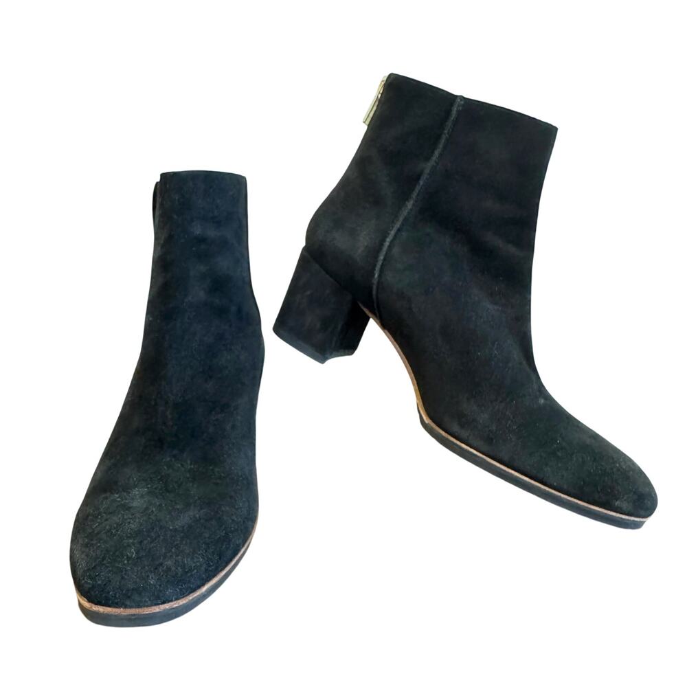 ATP Atelier Mei Black Suede Back Gold Zip Ankle Boots Size 38 / 8